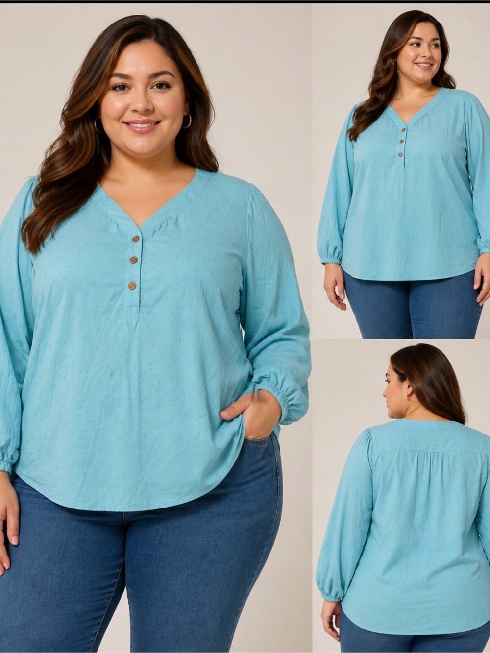 Woolrich XXL Teal Cotton Blouse | Relaxed Fit Button Front Casual Top